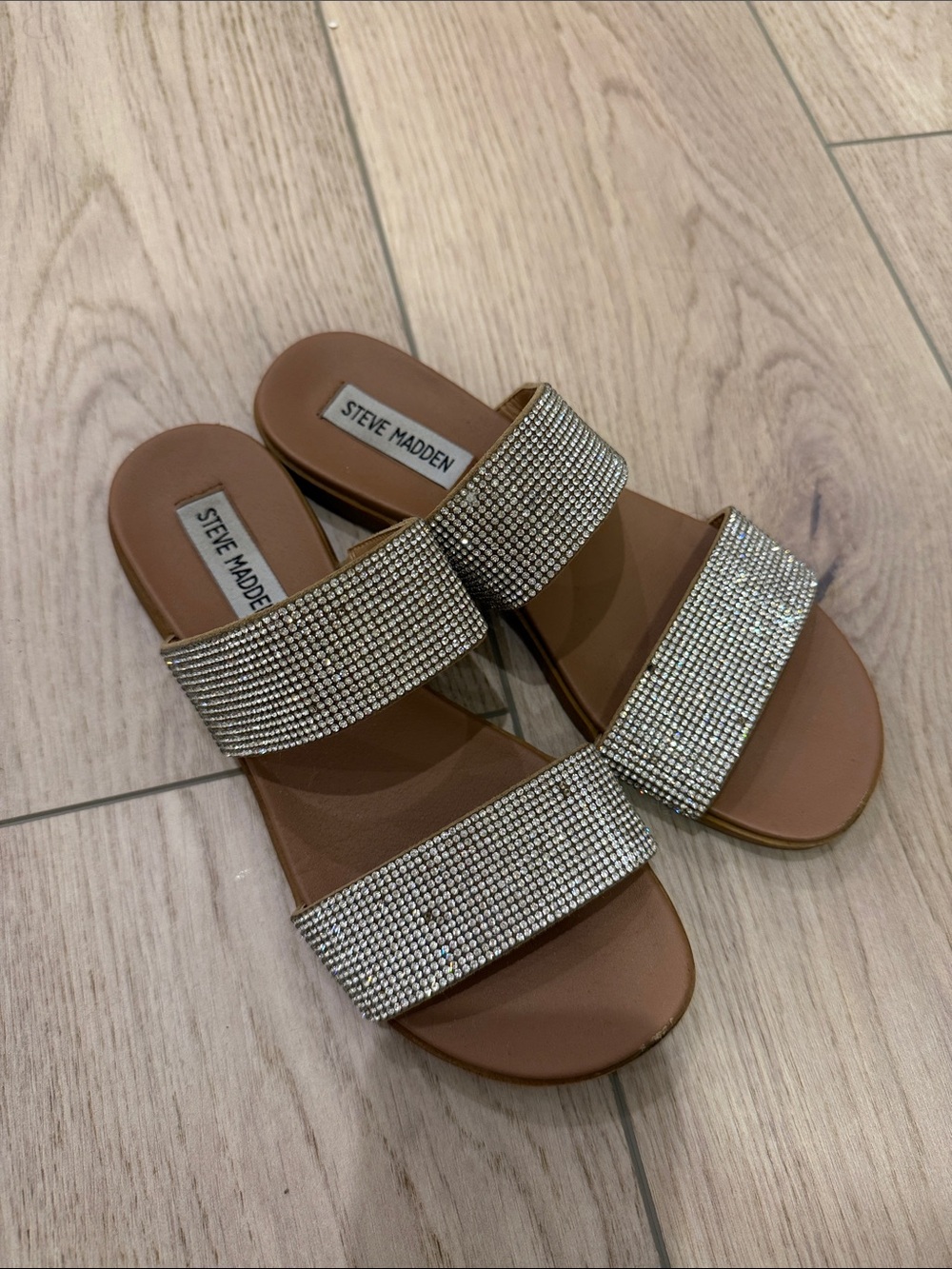 Steve Madden Brown Sandals with Rhinestone Straps